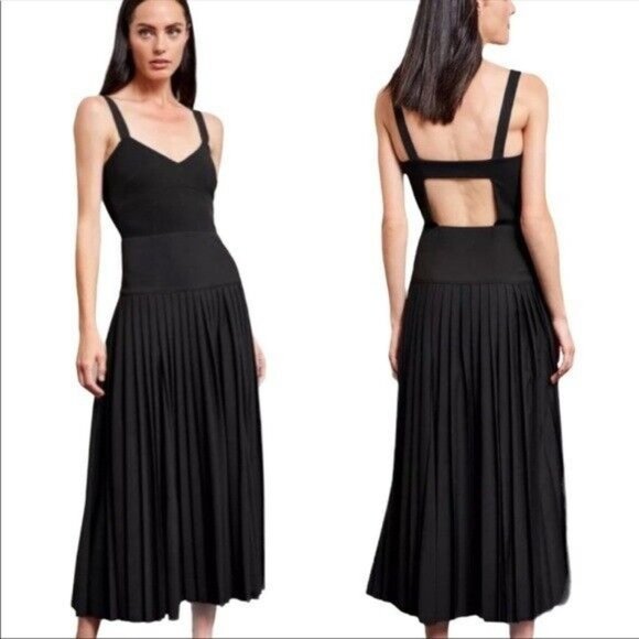 La Ligne Dresses & Skirts - La Ligne Zelda Wool Blend Back Cut Out Midi Dress Black 12 NWT